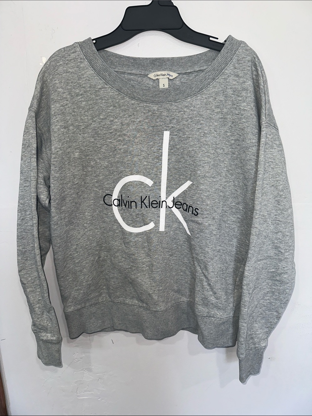 Calvin Klein Jeans Gray Crewneck Sweatshirt with White CK Logo